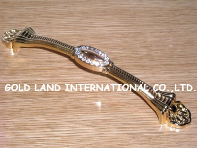 128mm golden color crystal zinc alloy bedroom furniture handle