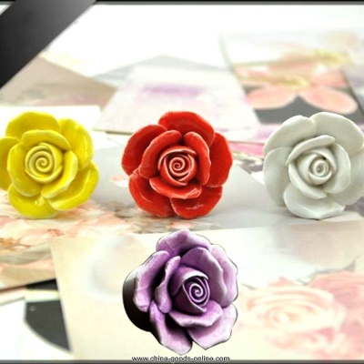 1pcs lovely rose flower handle kitchen cupboard drawer cabinet diy door knob ceramic [Door knobs|pulls-2479]