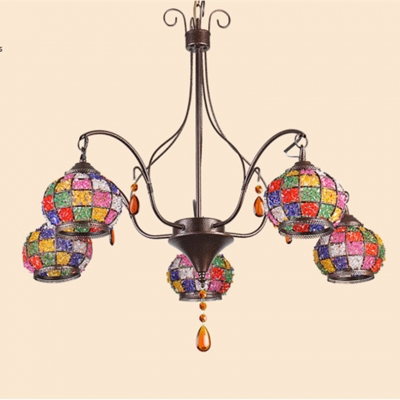 2015 creative european luxury pastoral hand knitting colorful mosaic/rainbow crystal 5 heads modern led chandelier