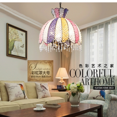 2015 to br pastoral balcony colorful rainbow crystal pendant light creative dining room 3 head pendant lamp [bohemia-style-7920]