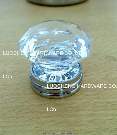 20pcs/lot 35mm clear crystal knob on a chrome brass base