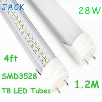 25pcs/ lot 4ft 28w t8 led tube 3528 smd lamp transparent shell 2800lm warm cool white ac85-265v