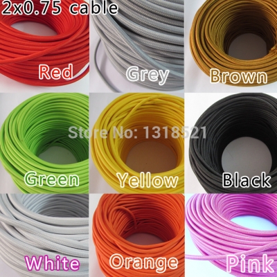 5m/lot 2x0.75 color wire lamp cable retro braided electrical wire fabric wire diy pendant lamp wire vintage lamp cord retail [lamp-cables-3075]