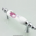 76mm hole spacing flashed chrome plated tulip flower ceramic furniture handles cabinet handles for door puller eh903
