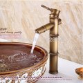 antique brass deck mounted single handles bamboo shape bathroom basin sink faucet countertop