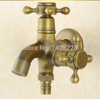 antique brass dual-functions dual cross handles washing machine faucet wall mounted solid brass mop pool taps [antique-brass-472]