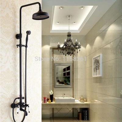 black antique brass bathroom bath&shower faucet set mixer tap w/ bar handheld spray sy-001r