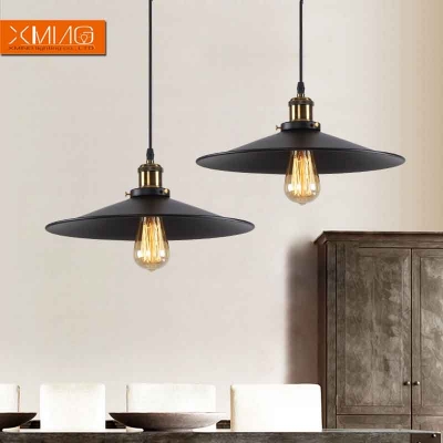 black metal lampshade pendant lights with e27 lamp holder rustic vintage light for kitchen dining room [vintage-pendant-lights-4996]