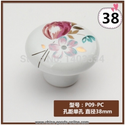 ceramic modern knob furniture cabinet handle drawer pulls with tulip flower print