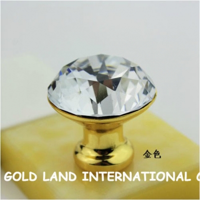 d30mm 24k golden color k9 crystal glass furniture knobs cabinet door knob