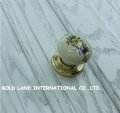 d38mm 10pcs luxury gold zinc alloy pull flower printed ceramic modern classic handle kitchen cabinet furniture konb