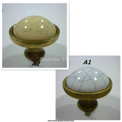 diameter 30mm(1.2") round ceramic pullsknobs, antique zinc alloy drawer dresser bedside table cabinet pulls knobs