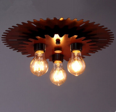 edison gear industrial vintage ceiling lights with 3 lights,loft style lamparas de techo luminaria lustres de sala