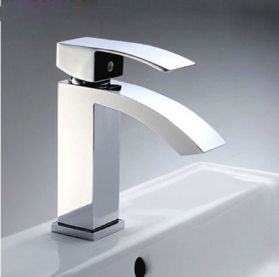 fashion style soild brass chrome finish bathroom faucet square sink waterfall robinet torneira banheiro