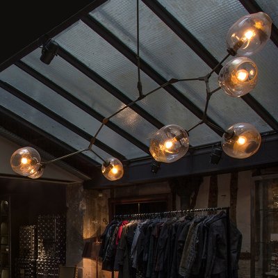 glass shade retro lindsey adelman pendant lamp fixtures vintage loft industrial pendant lights black gold bar stair dining room [loft-pendant-light-7556]