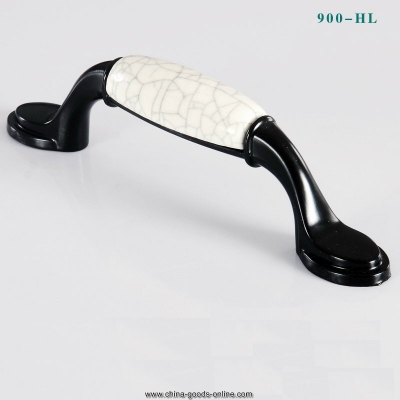 hl900 96mm 3.78" new black crack ceramic wardrobe cabinet knob drawer door pull handles [Door knobs|pulls-2672]
