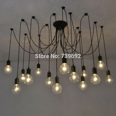 loft spider edison chandelier light classic vintage american country ancient light for living room dining room ac with14 light