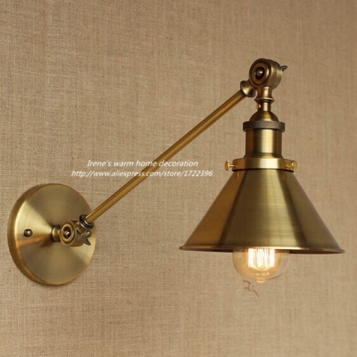 loft style vintage industrial golden wall light,loft wall lamp for bar stairs aisle church,e27*1 bulb included ac 110v~240v
