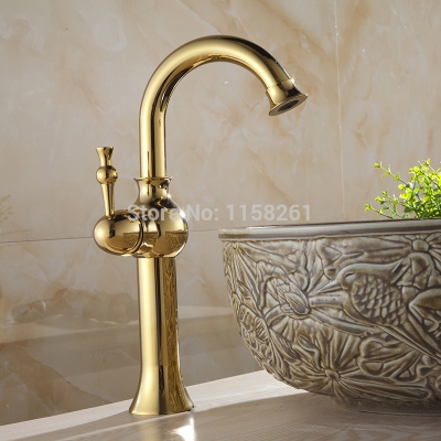luxury basin mixer copper bathroom faucet and cold water gilded golden faucet basin taps al-7303k-2 [golden-bathroom-faucet-3341]