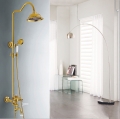 luxury gold-plate wall mounted rainfall bath & shower faucet with handheld shower with 8