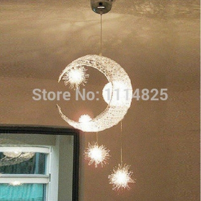 modern aluminium wire moon star featured chandelier children bedroom pendant chandelier lighting fixtures [pendant-light-3491]