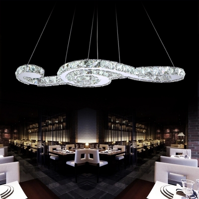 modern design white acrylic led chandelier lighting lustre hanging lamp 63cm living room dining room chandeliers [modern-pendant-light-4341]