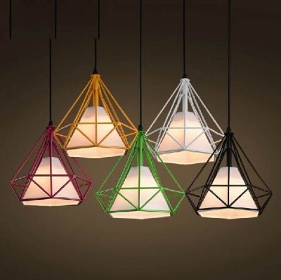 modern diamond shape iron pendant light pyramid for living room dining room bedroom home decoration ac 90-260v [pendant-light-3452]