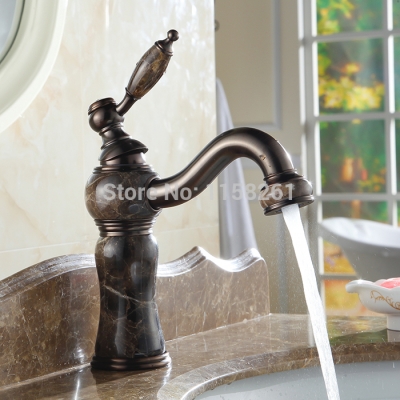 new arrival unique design marble oil rubbed bronze black finish basin vessel sink faucet retro water mixer taps