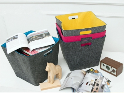 newest fabric felt storage basket folding bucket children toys organization storages for household,