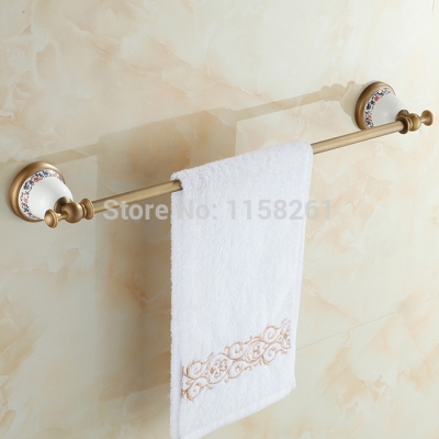 newly brass bathroom towel bar antique brass ceramics base single tier towel rack bath towel holder shelf wall mounted xl-3311f [towel-bar-8334]
