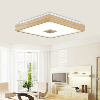 oak surface mounted modern led ceiling lights for living room bedroom square indoor wooden ceiling lamp lighting light fixtures