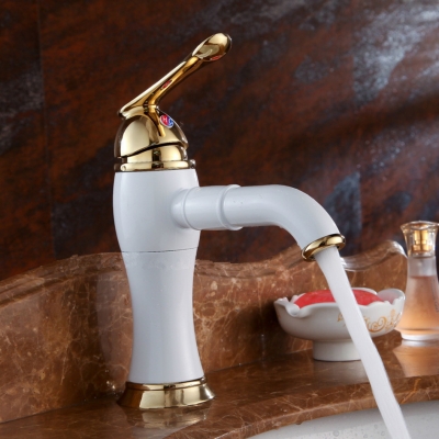 polished grilled white paint brass bathroom sinks faucet 360 degree rotating bathroom basin mixer tap lx-2112 [golden-bathroom-faucet-3552]