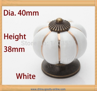 pumpkin ceramic knob white color single hole knob zinc alloy kitchen furniture knob drawer knob [Door knobs|pulls-1677]