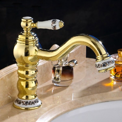 selling bathroom faucet mixers golden finish brass basin sink faucet single handle bath mixer taps m-19k