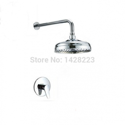 single handle rainfall shower set faucet wall mounted chrome finished 8" rainfall shower mixer tap