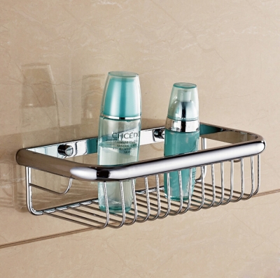 soild brass chrome finish bathroom shelf wall mounted shelves for shampoo holder basket banheiro hardware [tumble-amp-soap-holder-8543]