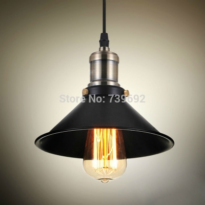vintage american country style small black iron pendant lights industrial lighting with plating bobeche