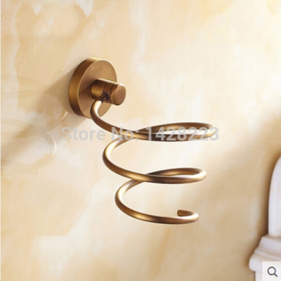 wall mounted brass antique hair dryer holder spiral shape hair-dryer rack for bathroom [hair-dryer-rack-3634]