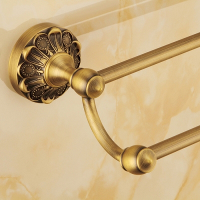 wall mounted luxury creative fashion antique brass finish bathroom accessories double towel bar,towel shelf 6002f