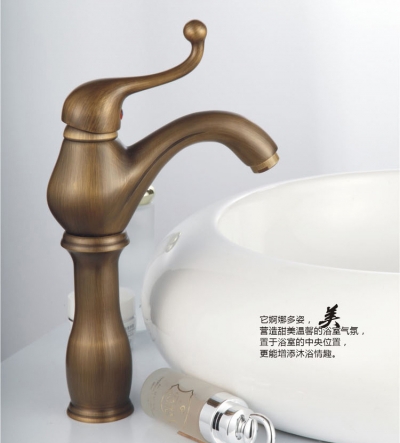 whole promotion deck mounted antique bronze bathroom basin faucet swivel spout sink mixer tap hj-6651f [antique-bathroom-faucet-446]