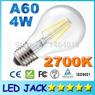 x10 super bright 4w 480lm led filament bulbs light 360 angle warm white 2700k e27 e14 a60 led lights edison lamp 110-240v