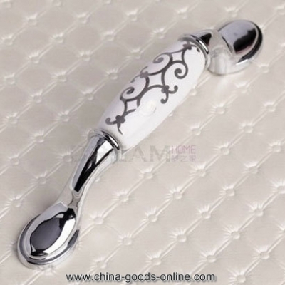 zinc alloy ceramic cabinet pull stealth closet knob modern european rural style bright chrome funiture handle