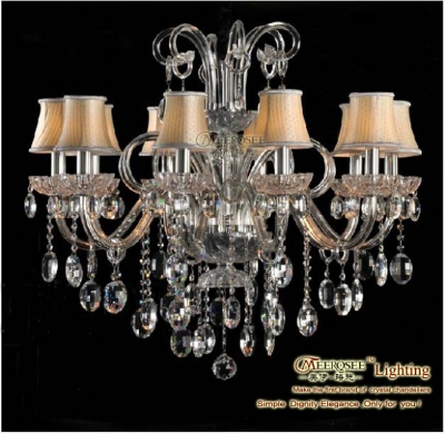 10 arms glass chrystal chandelier lustre with lampshades e14 lampholders home lighting md80347 d810mm h680mm [crystal-chandelier-glass-2110]