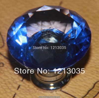 10pcs 30mm blue diamond crystal glass pull handle cabinet drawer knob [Door knobs|pulls-351]