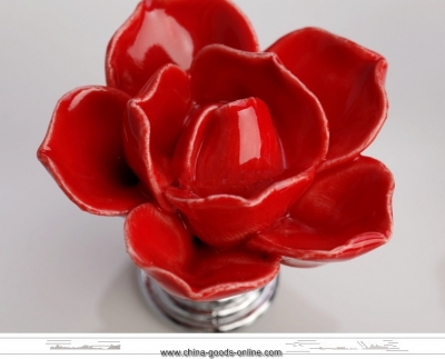 10pcs red rose knobs ceramic handle kids desk flower pulls drawer knobs dresser kitchen accessories drawer closet almirah [Door knobs|pulls-2727]