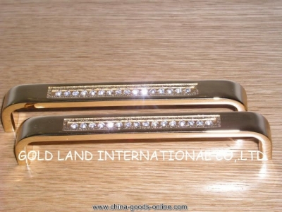128mm l135xh20mm/ golden crystal glass zinc alloy furniture cabinet handle /drawer handle [Door knobs|pulls-1675]