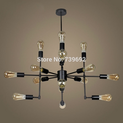 16 lights matti black antique pendant lamps novelty indoor aisle pendant lamp loft spider hanging lights for bar,coffee shop