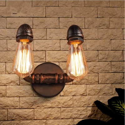 2015 art deco american vintage industrial 2 head iron waterpipe wall lamp loft bedroom matte black edison wall lamp