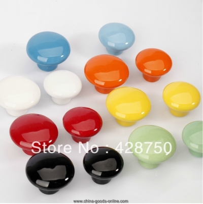 32mm concise ceramic knobs bedroom kitchen door cabinet cupboard knob pull drawers handle (color optional, 5 pieces/lot) [Door knobs|pulls-1840]