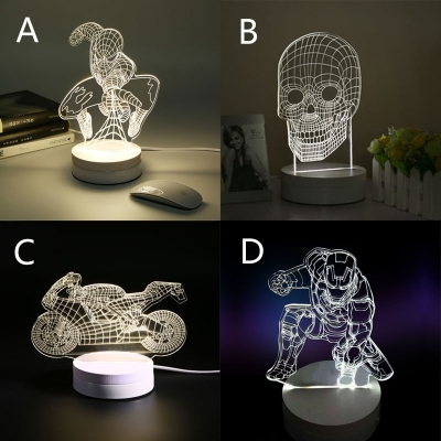 3d skull table lamp spiderman darth vader atmosphere light baymax table lamp ironman bumblebee 1piece